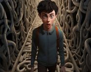 Person walking through maze