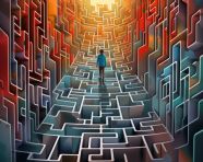 Woman overcoming challenges in maze