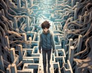 Leader finding the way through maze of decisions