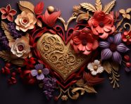 Heart flowers and flowers 3d art