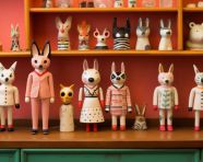 Shop shelf with figurines