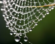 Dewdrop sparkles on spiderweb