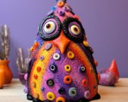 Penguin sculpture on table top