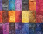 A quilt with many mixed colors made with squares