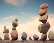 Stacked stones by a river