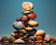 A stacked pile of stones on a watery surface