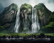 Breathtaking waterfall in a tropical rainforest