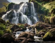 Majestic waterfall in the woods