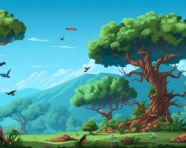 Classic pixelated trees