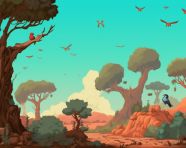 Pixelated pine trees