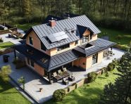 Aerial view of a house with a drone