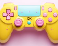 Stylish yellow and pink gaming controller