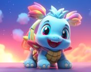 Colorful toy turtle in rainbow