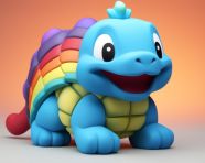 Turtle with rainbow-colored shell