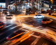 Swirling lights of a busy city