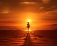 Beach silhouette at sunset