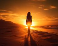 Sunset silhouette on beach