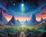 Incredible painting of a cosmic landscape