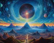 Painting of a cosmic mountain range