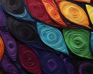 A quilted artwork with colorful swirls