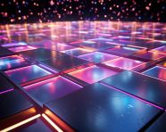 Nightclub dance floor with colorful lights
