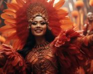 Female dancer in flamboyant orange costume