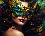 Carnival reveler in stunning mask