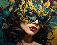 Lady in colorful carnival mask