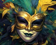 Elaborate carnival mask with feathers