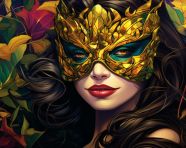 Lady with colorful carnival mask