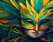 Beautiful carnival mask with feathers