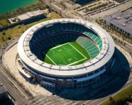 Aerial view of soccer stadium