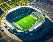 A telephoto aerial view of a stadium