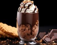 Stylish glass of chocolate ice cream
