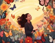 Hopeful woman in meadow