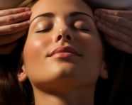 Woman experiencing facial relaxation