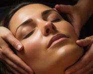 Womans face relaxed during massage