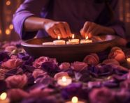 A telephoto shot of a person receiving a massage in a spa