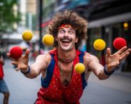 Skilled juggler keeps 3 balls aloft
