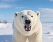 Polar bear cub playing in the ice