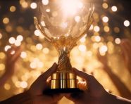 A persons hands are clasped together