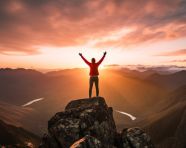 Hiker takes in the expansive view from summit