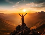 Person surveys the landscape from above