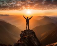 Mountaintop vista with person