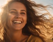 Smiling woman close up face