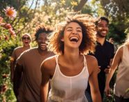 Seniors walking in park