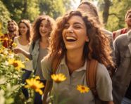 Couple walking in autumn park