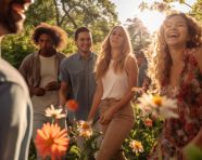 Runners on path in park