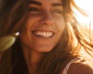 Woman smiling close up