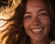 Close up of womans smiling face
